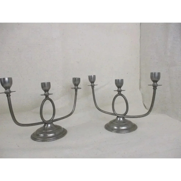 Plymouth Pewter candelabra three arm‎ USA model #84013 Candle holder Anniversary - Picture 7 of 8